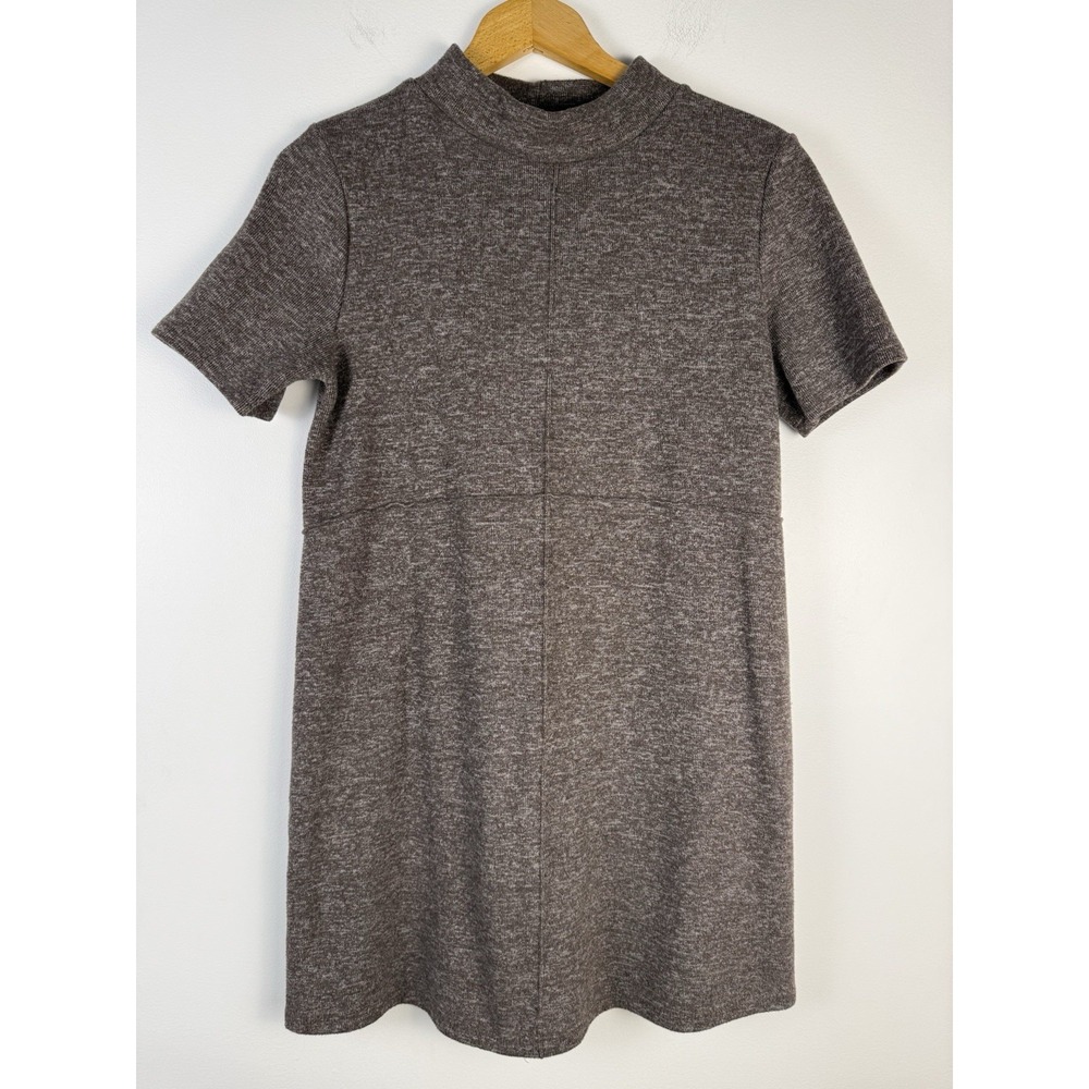 Zara Soft Knit Mock Neck Sweater Dress Brown Size Large